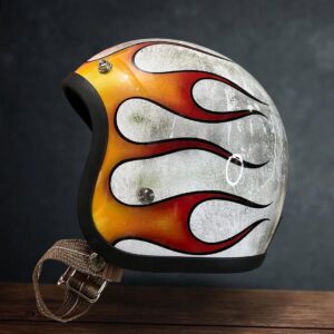 Slimhead 500TX Helmet Aged White Hot Rod Flames